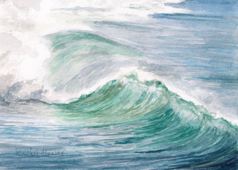 Blue Ocean Wave Wall Art - Ocean Art Print - Gift for Surfer - Beach ...