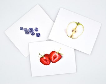 Blank Notecards / Fruit Notecards / Blank Note Card Set / Fruit Illustration / Watercolor Notecard Set/ Watercolor Fruit / Food Illustration