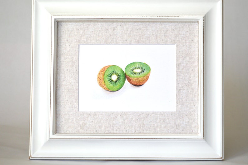 Kiwi watercolor food print, colorful kitchen decor, Dining Room Art, Kitchen Wall Art, Food Painting, Food Illustration, Fruit Painting image 3