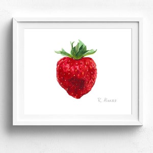 Strawberry Art Print - Kitchen Wall Art - Strawberry Illustration - Strawberry - Fruit Print - Strawberry illustration - Fruit Illustration