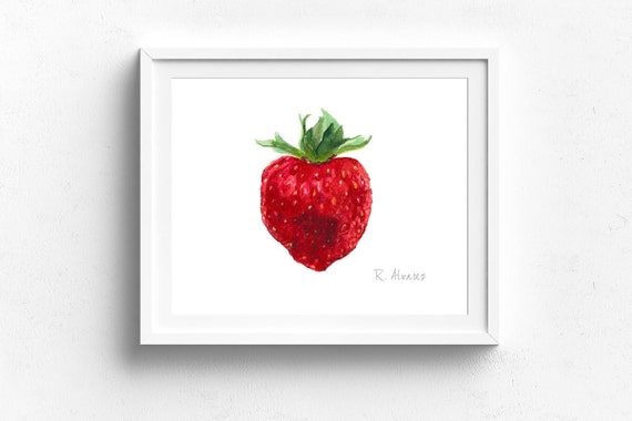 Strawberry Art Print - Kitchen Wall Art - Strawberry Illustration - Strawberry - Fruit Print - Strawberry illustration - Fruit Illustration