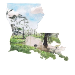 Louisiana Notecards Louisiana State Art Cards Watercolor Notecard Blank Notecard Louisiana Gift Louisiana Wedding Gift Louisiana image 5