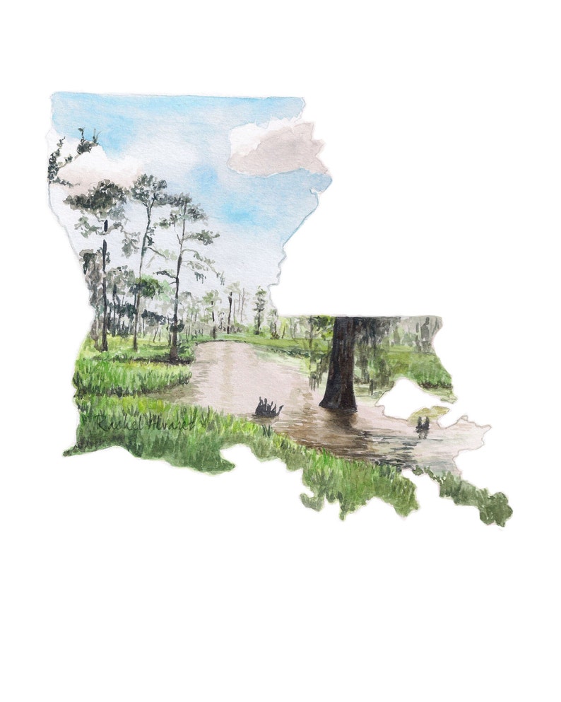 Louisiana Notecards Louisiana State Art Cards Watercolor Notecard Blank Notecard Louisiana Gift Louisiana Wedding Gift Louisiana image 5