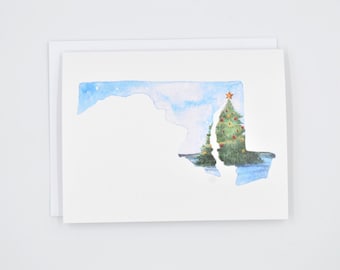 Maryland Christmas Cards - Watercolor Notecards - Maryland State Gift - Maryland Pride - Maryland Art - Maryland Watercolor - Personalized