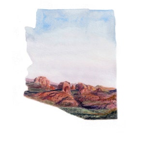 Arizona Watercolor Notecard Set Arizona Notecard Arizona State Map Gift Arizona Art Blank Notecards Arizona Watercolor Landscape image 5