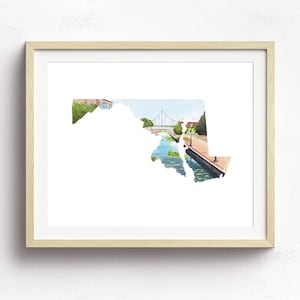 Frederick Maryland watercolor art print - Maryland State Map Art Print - Maryland Gift - Maryland Watercolor - Baltimore Art Print - MD art