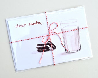 Letter to Santa Stationary - Santa Claus Christmas Letter - Note to Santa Christmas Wishlist - Dear Santa Letter - Blank Notecard - Cookies