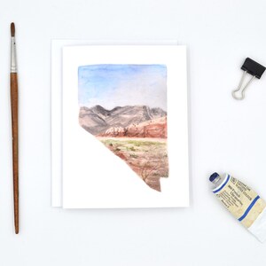 Nevada State Art Card Nevada Watercolor Notecard Nevada State Map Gift Nevada Art Blank Notecards Nevada Watercolor Nevada image 3