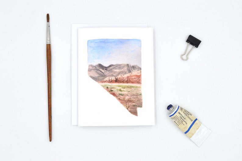 Nevada State Art Card Nevada Watercolor Notecard Nevada State Map Gift Nevada Art Blank Notecards Nevada Watercolor Nevada image 3