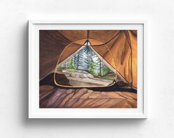 camping art decor - wanderlust art print - van life gift - outdoor theme decor - nature lover art gift