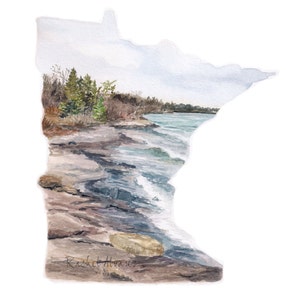 Long Distance State Art Card Minnesota Notecard Minnesota Gift Minnesota Art Blank Notecards Minnesota Watercolor Minnesota image 5