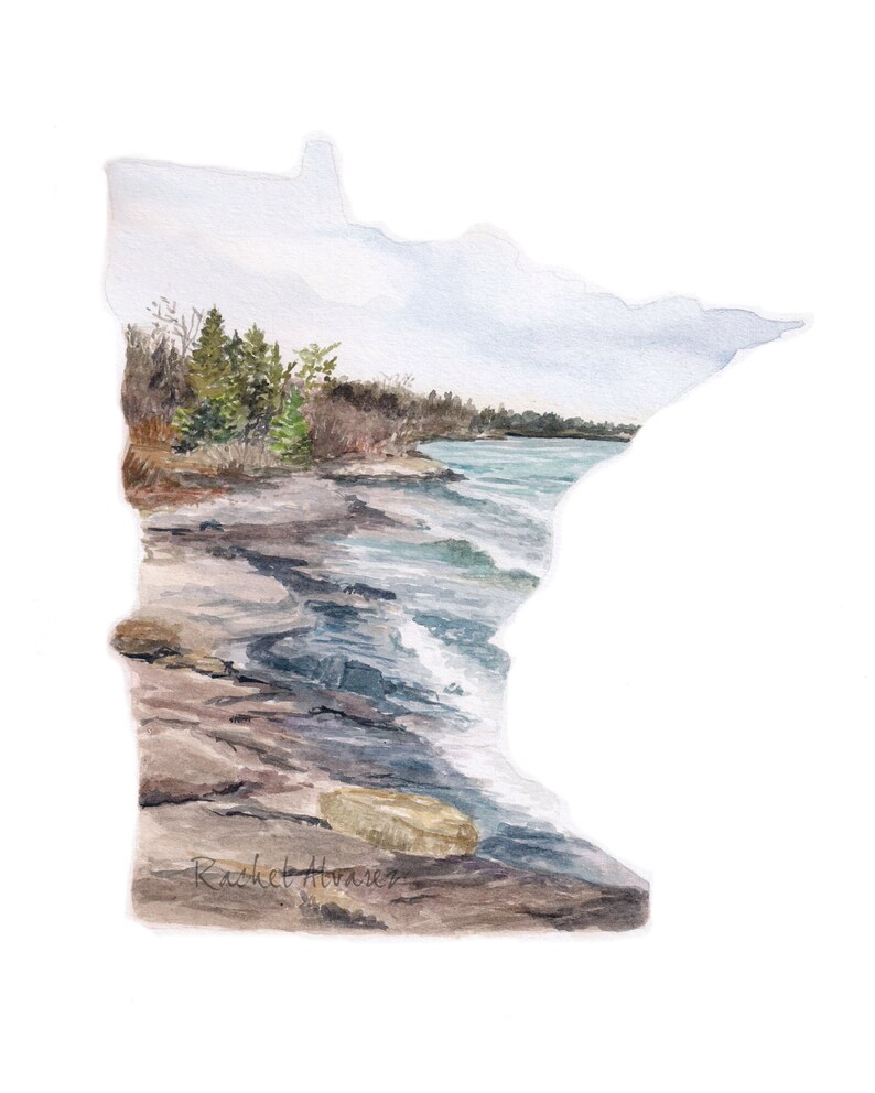 Long Distance State Art Card Minnesota Notecard Minnesota Gift Minnesota Art Blank Notecards Minnesota Watercolor Minnesota image 5