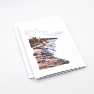 Long Distance State Art Card Minnesota Notecard Minnesota Gift Minnesota Art Blank Notecards Minnesota Watercolor Minnesota image 1