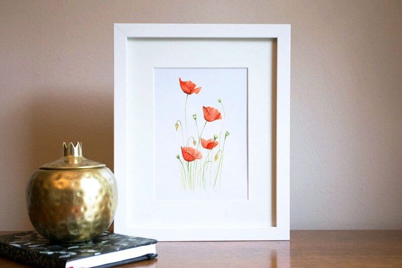 Poppy Flower Print Botanical Print Nursery Decor Flower Illustration Botanical Illustration Art Wildflower Art Print Floral Art image 3