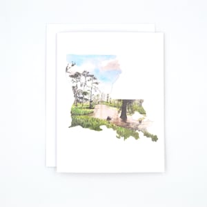 Louisiana Notecards Louisiana State Art Cards Watercolor Notecard Blank Notecard Louisiana Gift Louisiana Wedding Gift Louisiana image 1