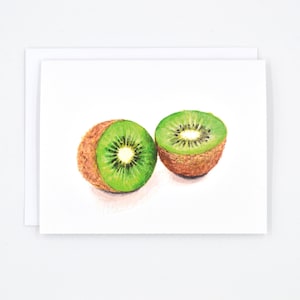 Kiwi Watercolor Notecard, Kiwi Food Art, Kiwi Food Illustration, Fruit Notecard, Single Notecard, Kiwi Notecard, Greeting Card