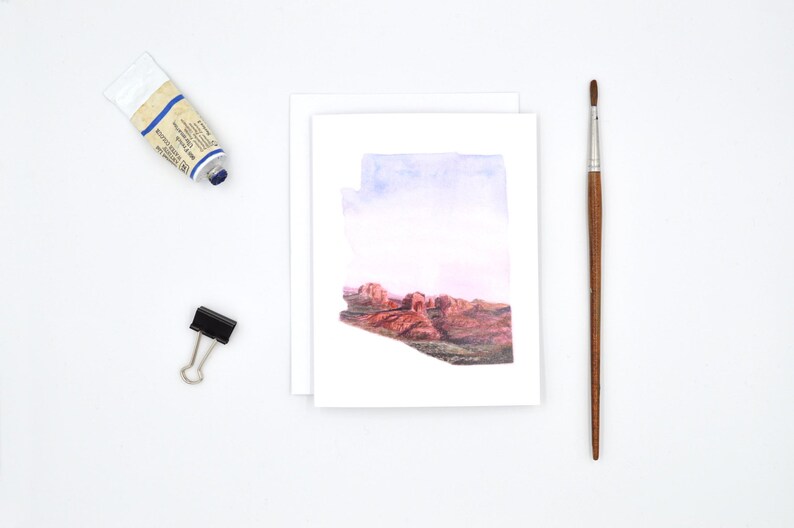 Arizona Watercolor Notecard Set Arizona Notecard Arizona State Map Gift Arizona Art Blank Notecards Arizona Watercolor Landscape image 4