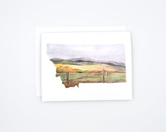 Montana State Art Card - Watercolor Notecard - Montana Gift - Montana Wedding - Blank Notecards - Montana Watercolor - Montana Art