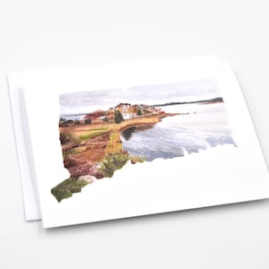 Connecticut State Card - Watercolor Notecard - Connecticut Gift - Connecticut Wedding - Blank Notecards - Connecticut Art - Connecticut