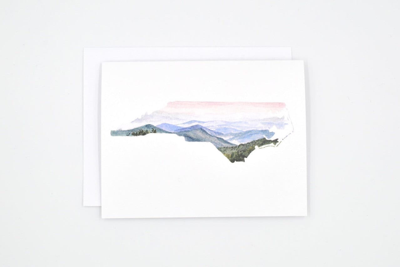 State Note Cards North Carolina State Notecards - North Carolina Art Card - Watercolor ...