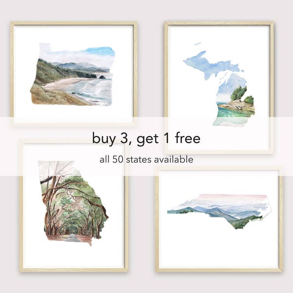 Watercolor State - Etsy