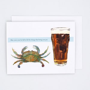 Maryland Christmas cards - crabs and beer birthday card - Maryland holiday - MD seasons greetings