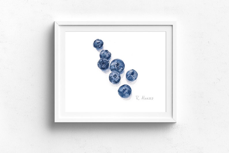 Blueberry Art Blueberry Kitchen Wall Art Watercolor Blueberry Print Blueberry Illustration Nursery Print Daycare Art Food Print image 1