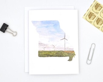 Missouri Greeting Card - Missouri State Art - Watercolor Notecards - Blank Notecards - Missouri Gift - Missouri Wedding - Stocking Stuffer
