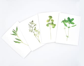 Watercolor Cards, Botanical Notecard Set, Gift for Gardener, Herb Notecard, Botanical Stationary, Gifts for Mom, Herb Painting, Kitchen Art