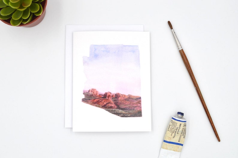 Arizona Watercolor Notecard Set Arizona Notecard Arizona State Map Gift Arizona Art Blank Notecards Arizona Watercolor Landscape image 3