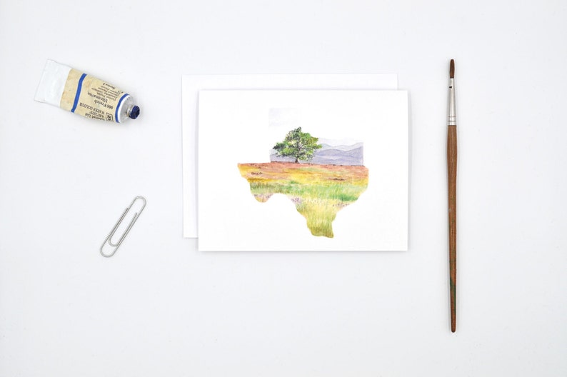 Texas State Art Card Watercolor Notecard Texas Gift Texas State Art Blank Notecards Texas Watercolor Texas Landscape image 3