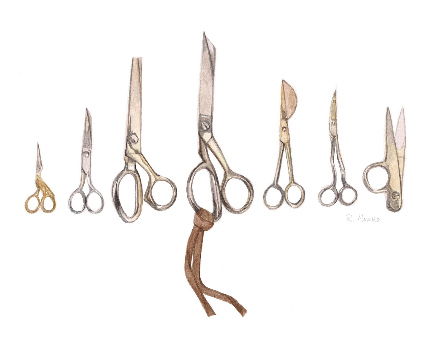 Watercolor Illustration Sewing Art Scissor Illustration Etsy