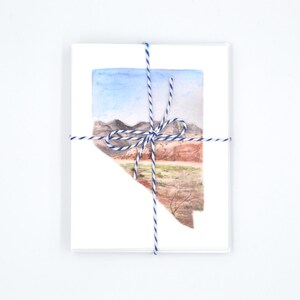 Nevada State Art Card Nevada Watercolor Notecard Nevada State Map Gift Nevada Art Blank Notecards Nevada Watercolor Nevada image 4