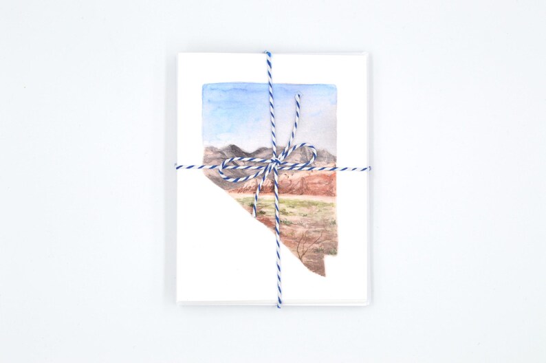 Nevada State Art Card Nevada Watercolor Notecard Nevada State Map Gift Nevada Art Blank Notecards Nevada Watercolor Nevada image 4