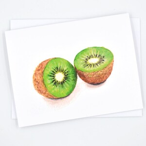 Kiwi Watercolor Notecard, Kiwi Food Art, Kiwi Food Illustration, Fruit Notecard, Single Notecard, Kiwi Notecard, Greeting Card image 4
