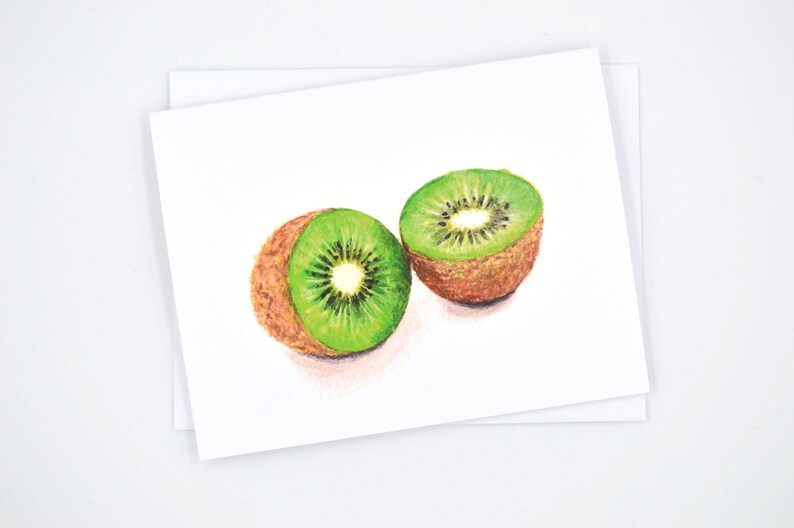 Kiwi Watercolor Notecard, Kiwi Food Art, Kiwi Food Illustration, Fruit Notecard, Single Notecard, Kiwi Notecard, Greeting Card image 4