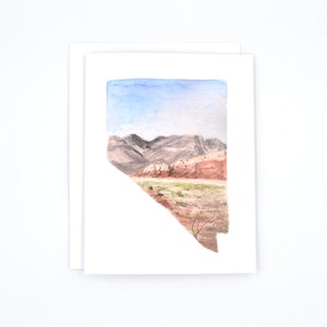 Nevada State Art Card Nevada Watercolor Notecard Nevada State Map Gift Nevada Art Blank Notecards Nevada Watercolor Nevada image 2