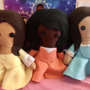 Angelica Eliza and Peggy Schuyler Sisters Hamilton Musical Fleece Plush Dolls image 1