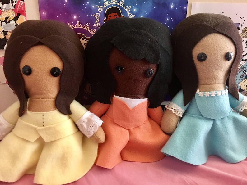 Angelica Eliza and Peggy Schuyler Sisters Hamilton Musical Fleece Plush Dolls image 1