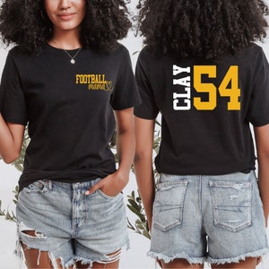 Custom Football Mom Tshirt, Personalized football shirt with number and last name, Game Day shirt, Glitter football mom shirt