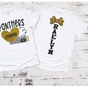 Glitter Cheer Shirt- Custom Cheer Tshirt- Cheer Bling Shirt- Gift for a Cheerleader- Glitter School Pride Shirt- Cheer Sister Shirt
