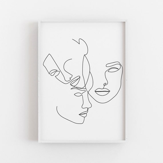 Face Line Art Faces Drawing Printable Art Fine Line Art | Etsy
