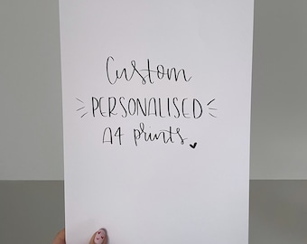 Custom A4 personalised hand lettered print