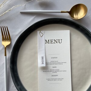 wedding menu cards with gold foiling detail - wedding or parties