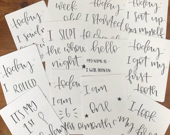 Baby milestone cards - hand lettered