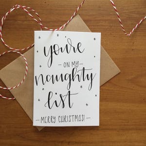 You're on my naughty list hand lettered christmas | Etsy