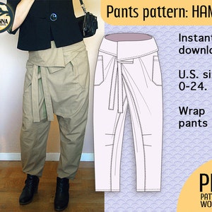 Instant download Thai wrap pants pattern for women, multi size PDF pattern for a cool and easy style with great fit  for your DIY wardrobe