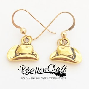 Gold Cowboy Hat Earrings - Western Hat Earrings - Cowgirl Hat Earrings - Fun Cowboy Hat Earrings - Cowboy Jewelry