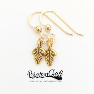 Pendientes de hoja de roble de oro pequeño - pendientes de hoja de roble de oro - pendientes de hoja - pendientes de la naturaleza