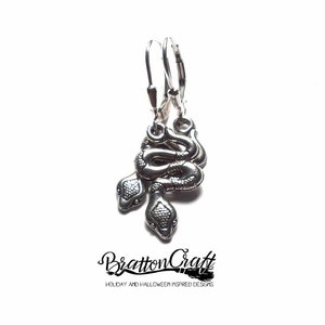 Silver Snake Earrings - Snake Earrings - Silver Reptile Earrings - Reptile Earrings